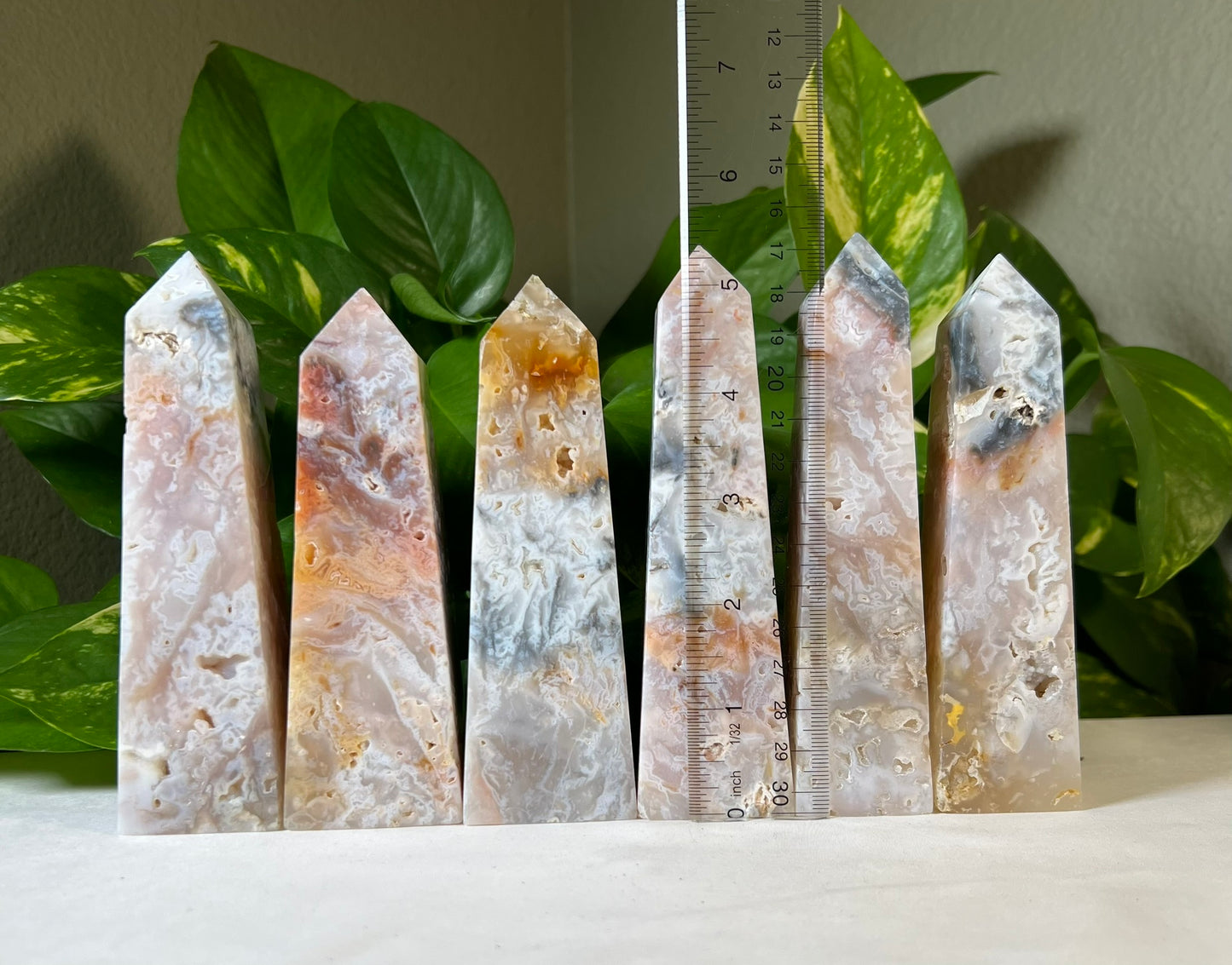 Rainbow Plume Agate Towers