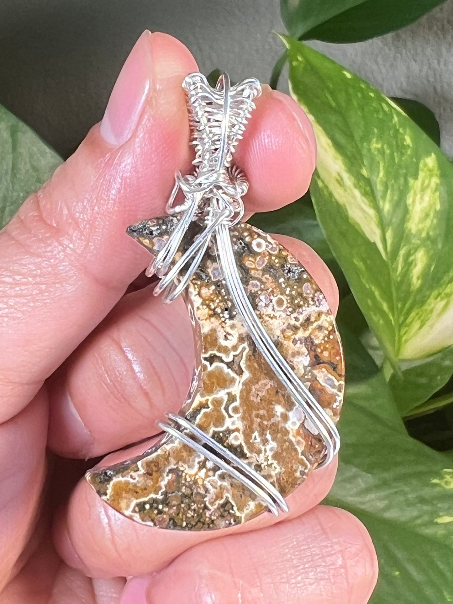 Ocean Jasper Moon Pendant