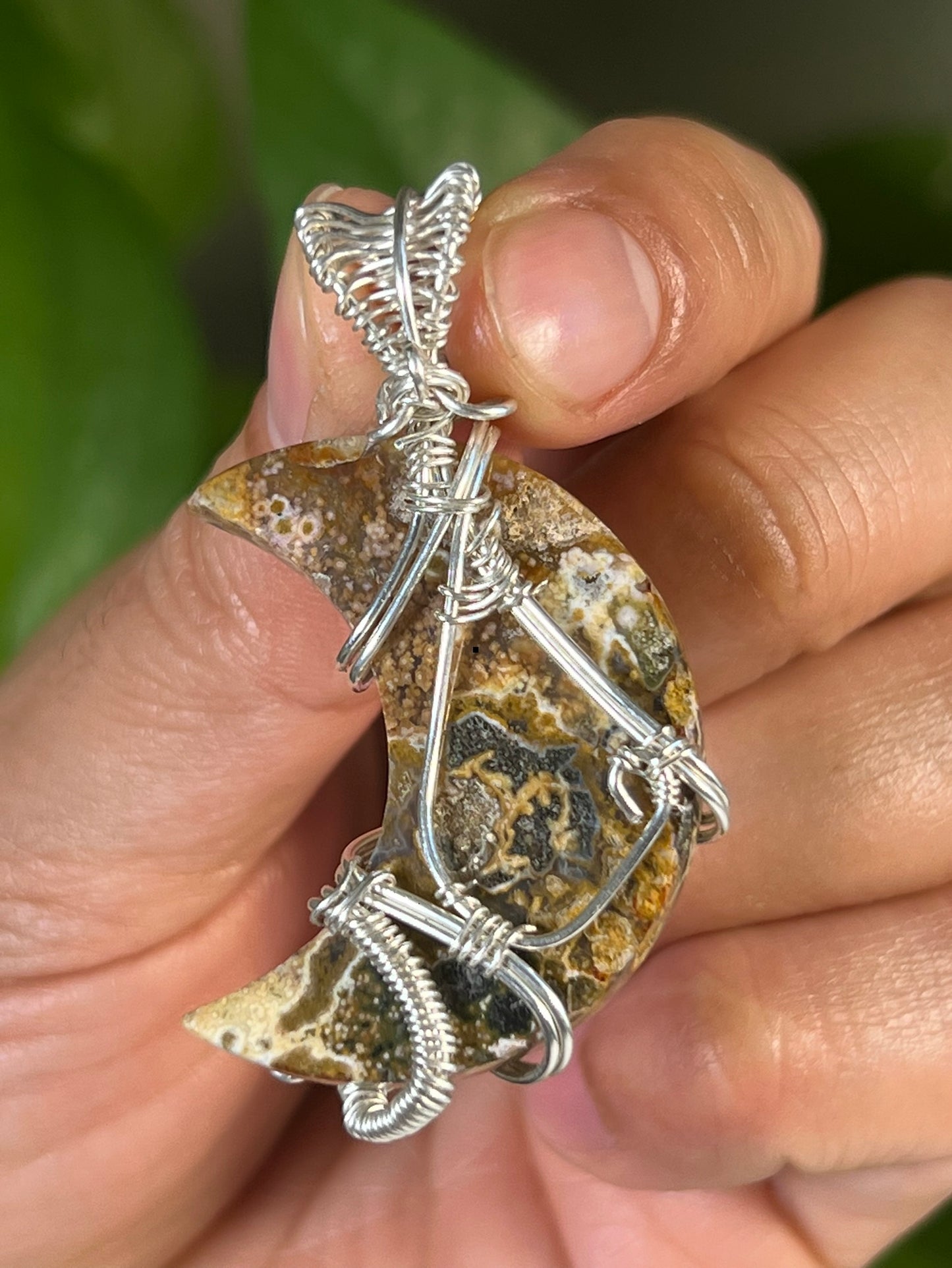 Ocean Jasper Moon Pendant