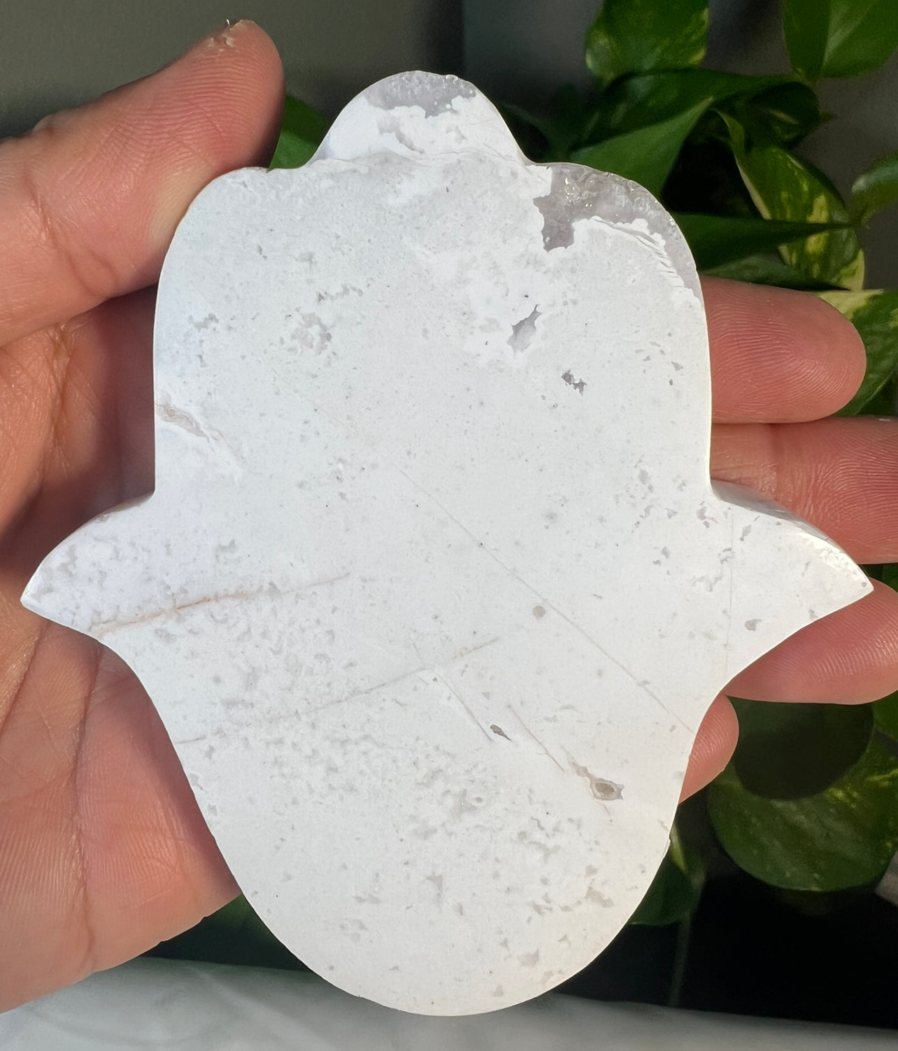 White Snow Agate Hamsa