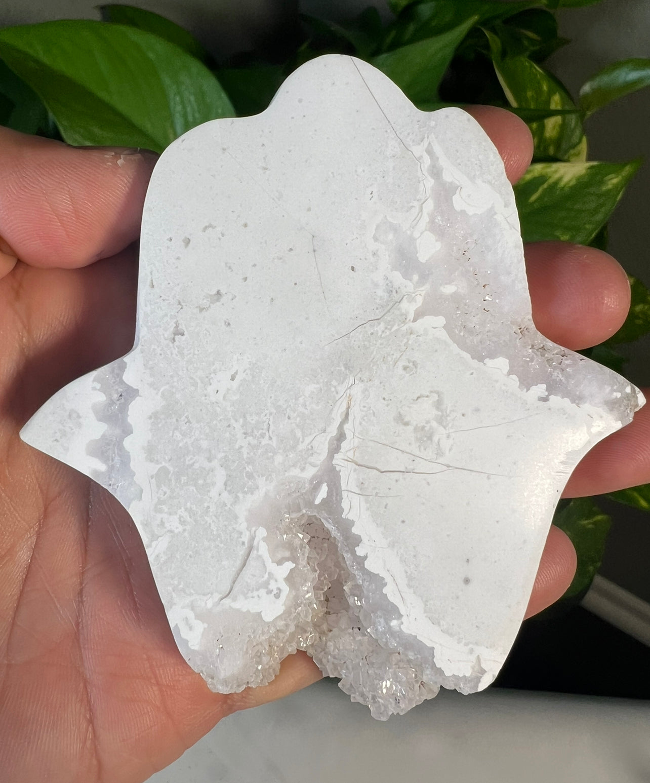 White Snow Agate Hamsa