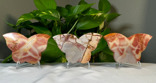 Pink Polycrome Jasper Butterflies