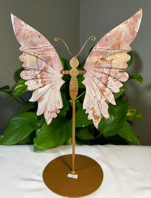 Pink Polycrome Jasper Wings