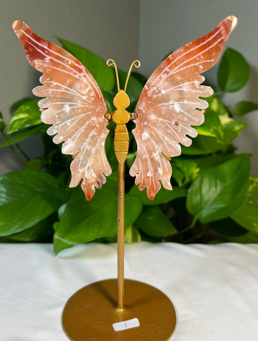 Red Carnelian Flower Agate Wings