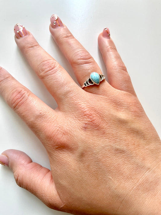 Larimar Rain Drop Ring